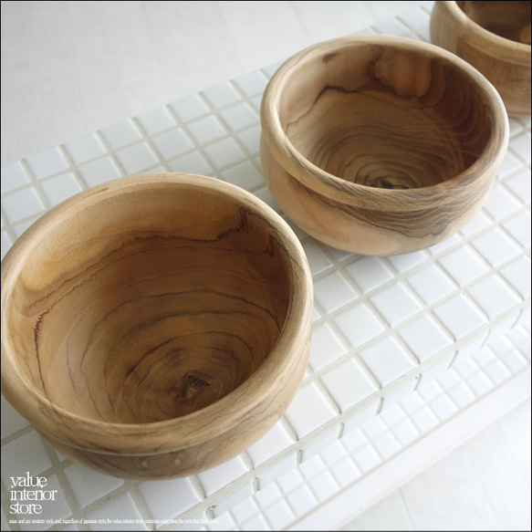 チーク材ボウルUN14.5cm 木皿 木製食器 サラダボウル 木の皿 木のお皿 お椀 ナチュラル 無垢 天然食器 4枚目の画像
