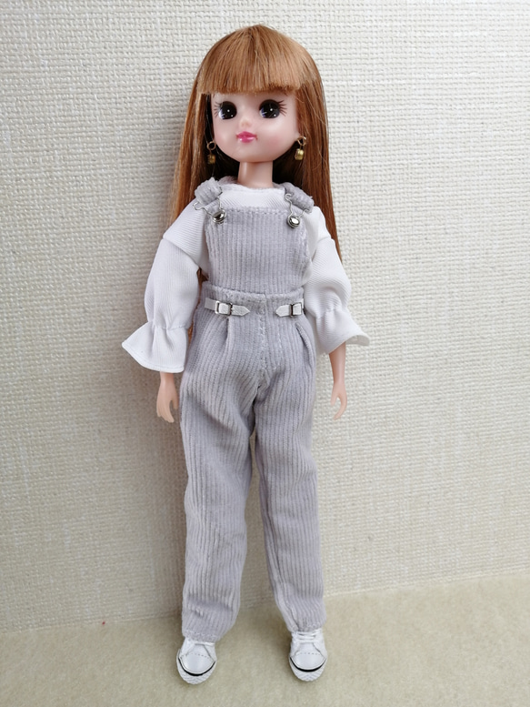 お人形い用服オーバーオール トップス2点セット♡リカちゃんサイズ♡ 1枚目の画像