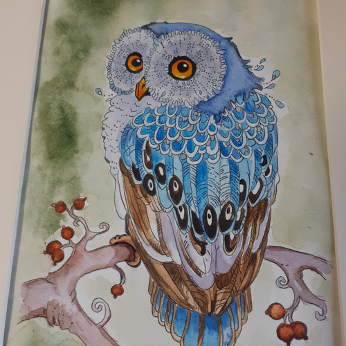 水彩画 フクロウ 絵画 makochin 通販 13941858｜Creema(クリーマ)