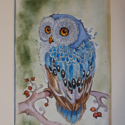 水彩画 フクロウ 絵画 makochin 通販 13941858｜Creema(クリーマ