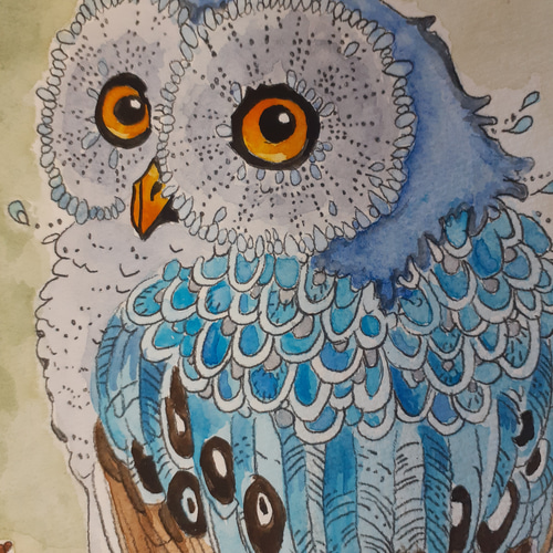 水彩画 フクロウ 絵画 makochin 通販 13941858｜Creema(クリーマ)