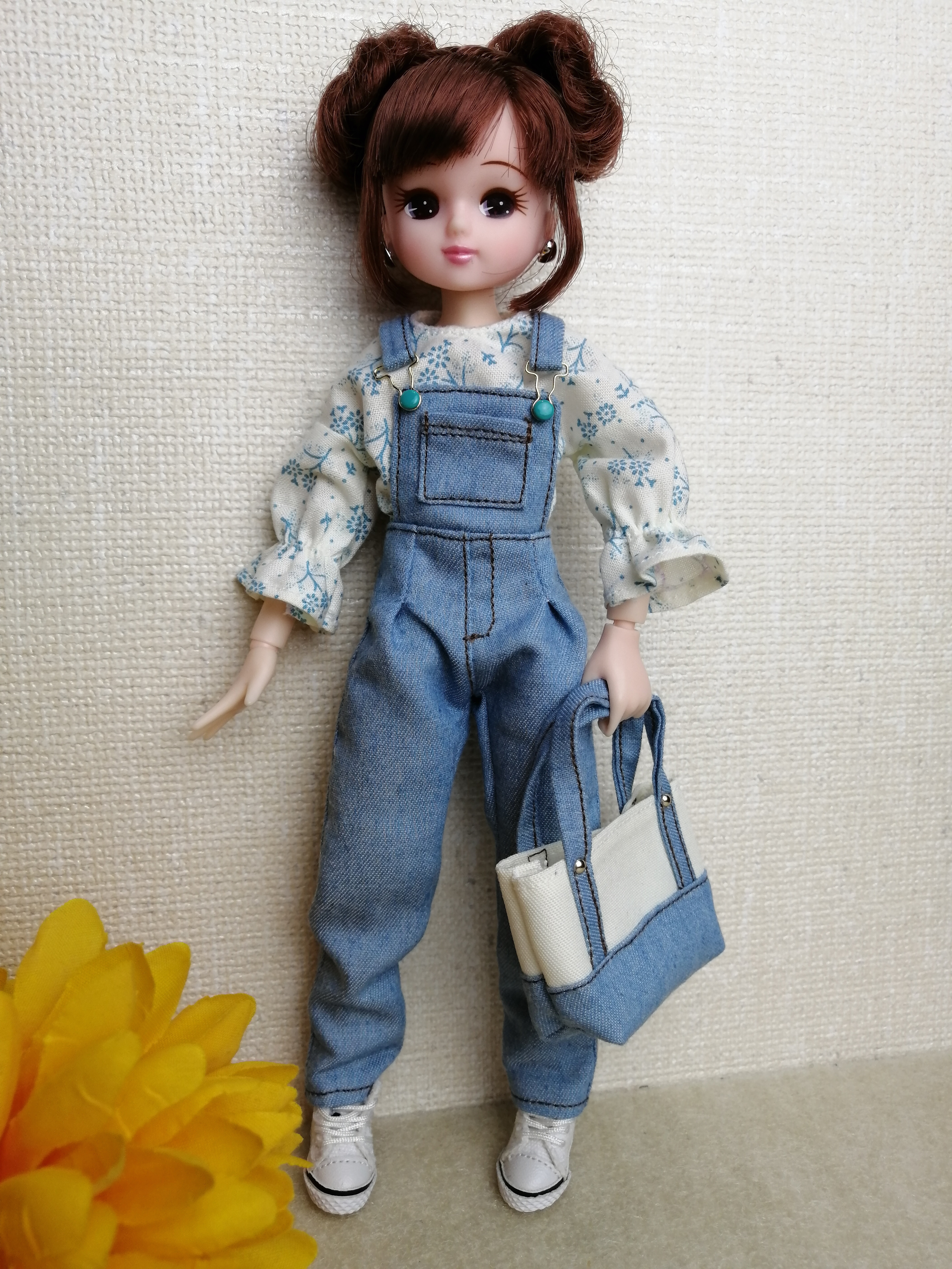 1/6人形用服オーバーオール3点セットリカちゃんサイズ その他
