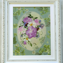 押し花額 　押し花アート　母の日フラワー　 ピンクのバラ　母の日　ブライダル　お祝　華やか 1枚目の画像