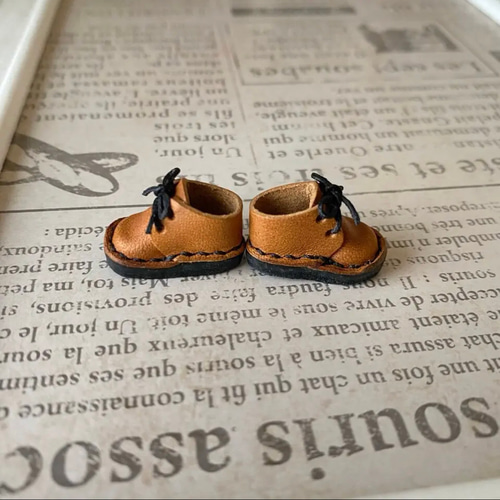 ポップマートブライス ねんどろいど ドール靴 Sタイプ キャメル×靴紐黒