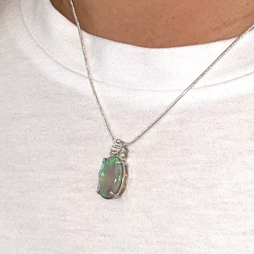 セミクリスタルオパールシルバーリングホワイトトパーズ付き