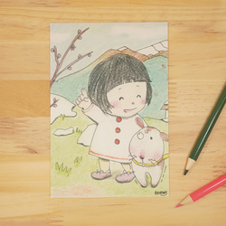 季節のポストカード＆絵手紙【春】　色えんぴつアート　[4枚セット] 3枚目の画像