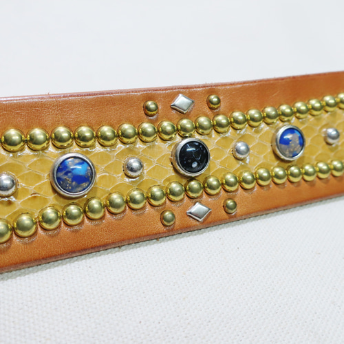 スタッズベルト サドルレザー 革ベルト コブラ革 ハンドメイド レザー