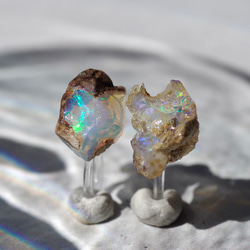 【102翡翠歌系列】蛋白石礦物寶石耳環天然石材配件 第2張的照片