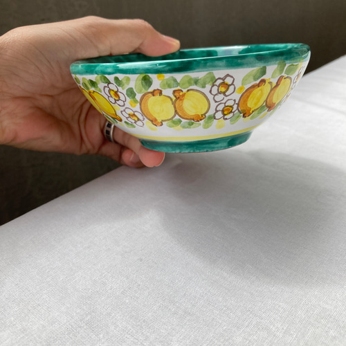 米国製ハンドメイド 陶器 ボウル 青色と黄色のコンビネーション 米国製ハンドメイド 陶器 ボウル 青色と黄色のコンビネーション