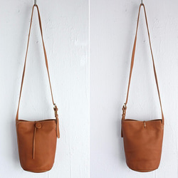 《数量限定＊訳あり》本牛革 斜め掛けショルダーバッグ ポシェット hana （キャメル） 4枚目の画像