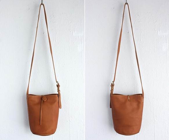 《数量限定＊訳あり》本牛革 斜め掛けショルダーバッグ ポシェット hana （キャメル） 4枚目の画像