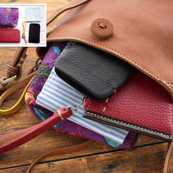 《数量限定＊訳あり》本牛革 斜め掛けショルダーバッグ ポシェット hana （キャメル） 7枚目の画像