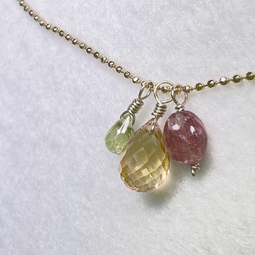 シトリン／レッドスピネル／ペリドット✧ネックレス ネックレス  