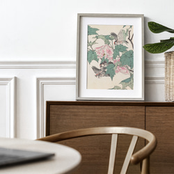 【NO.387】シクラメンの花と野鳥の花鳥図日本画アートポスター浮世絵和室インテリア和柄大正ロマン★A3A2A1B5B4 8枚目の画像