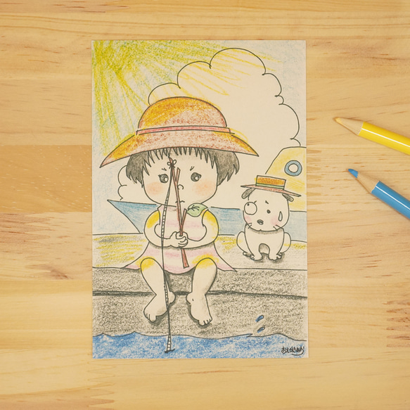 季節のポストカード＆絵手紙【夏】　色えんぴつアート　[4枚セット] 2枚目の画像