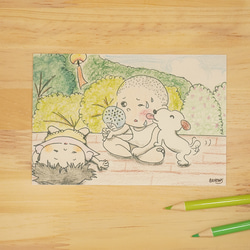 季節のポストカード＆絵手紙【夏】　色えんぴつアート　[4枚セット] 4枚目の画像