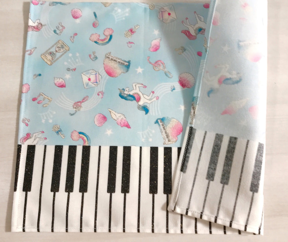 25×35cm  ランチョンマット  2枚セット♪ゆめかわユニコーン鍵盤 5枚目の画像