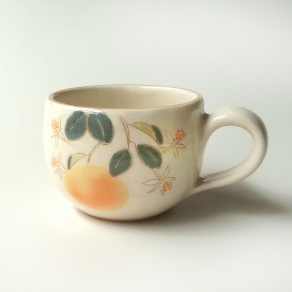 【陶器】夏みかんのコーヒーカップ 3枚目の画像
