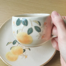 【陶器】夏みかんのコーヒーカップ 2枚目の画像