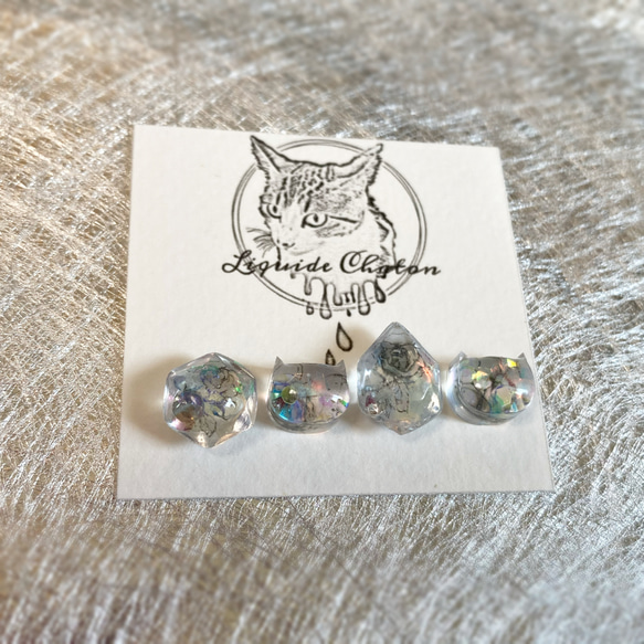 Aurora rose 猫　Cats&Jewel スタッドピアス/ノンホールピアス 2枚目の画像