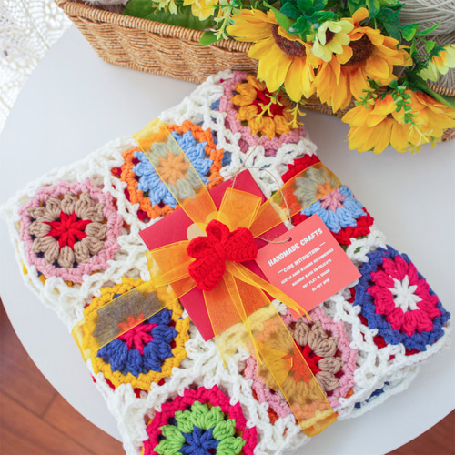 ハンドメイド かぎ針編み フラワーモチーフ 編み物 デイジー グラニー