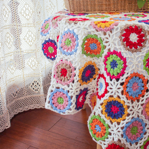 ハンドメイド かぎ針編み フラワーモチーフ 編み物 デイジー グラニー