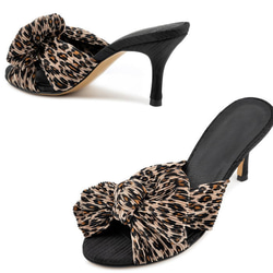 リボンサンダル 豹柄サンダル オーダーシューズ 小さいサイズ 大きいサイズ 靴 婦人靴 2枚目の画像