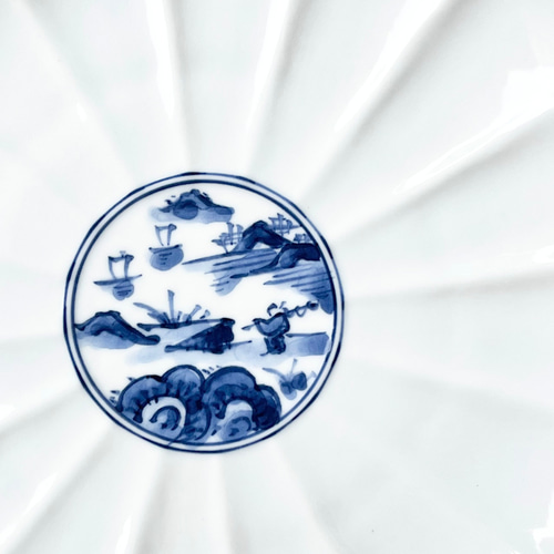 菊弁染付山水縁朱 5.5寸皿 京焼 中皿 京焼・清水焼窯元 松斎窯 通販