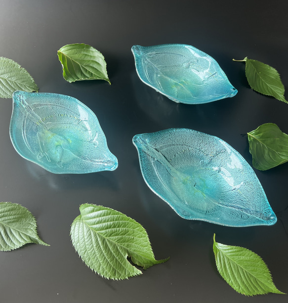 葉っぱのお皿ブルー 3枚目の画像