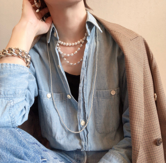 ナバホパールネックレス90cmsilver925シルバーパール ネックレス