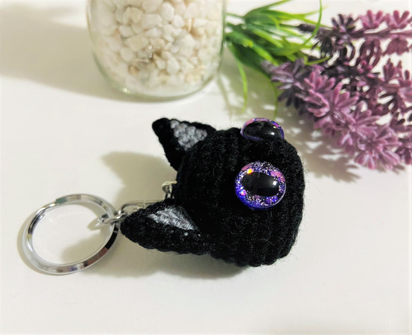 激安超特価 最大80%オフ  猫ちゃん 紫 あみぐるみ （ふわふわ子ねこ キーホルダー あみぐるみ