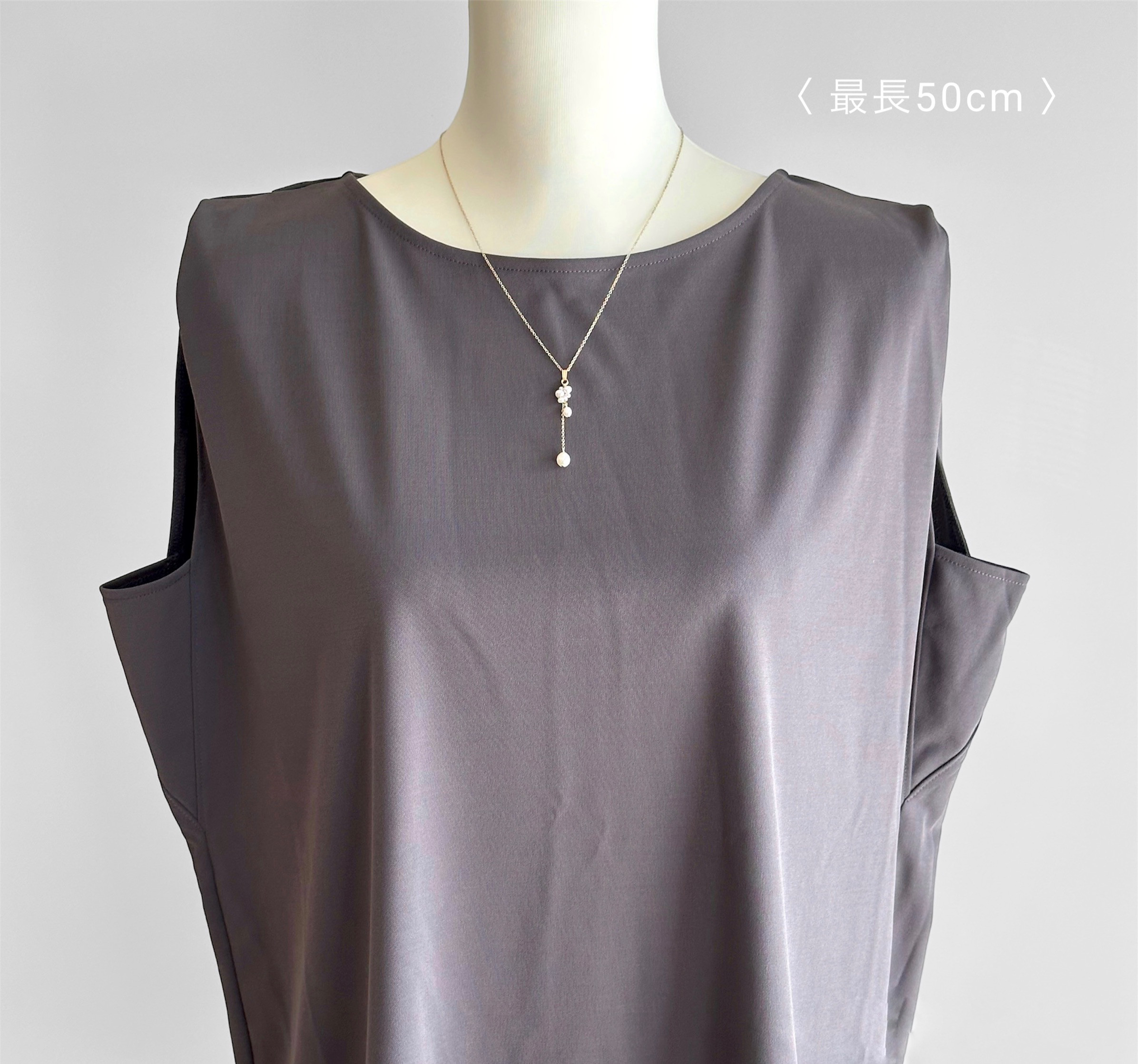 14kgf  淡水パールのネックレス 〜50cm スライドボール付き 華奢 揺れる オケージョン