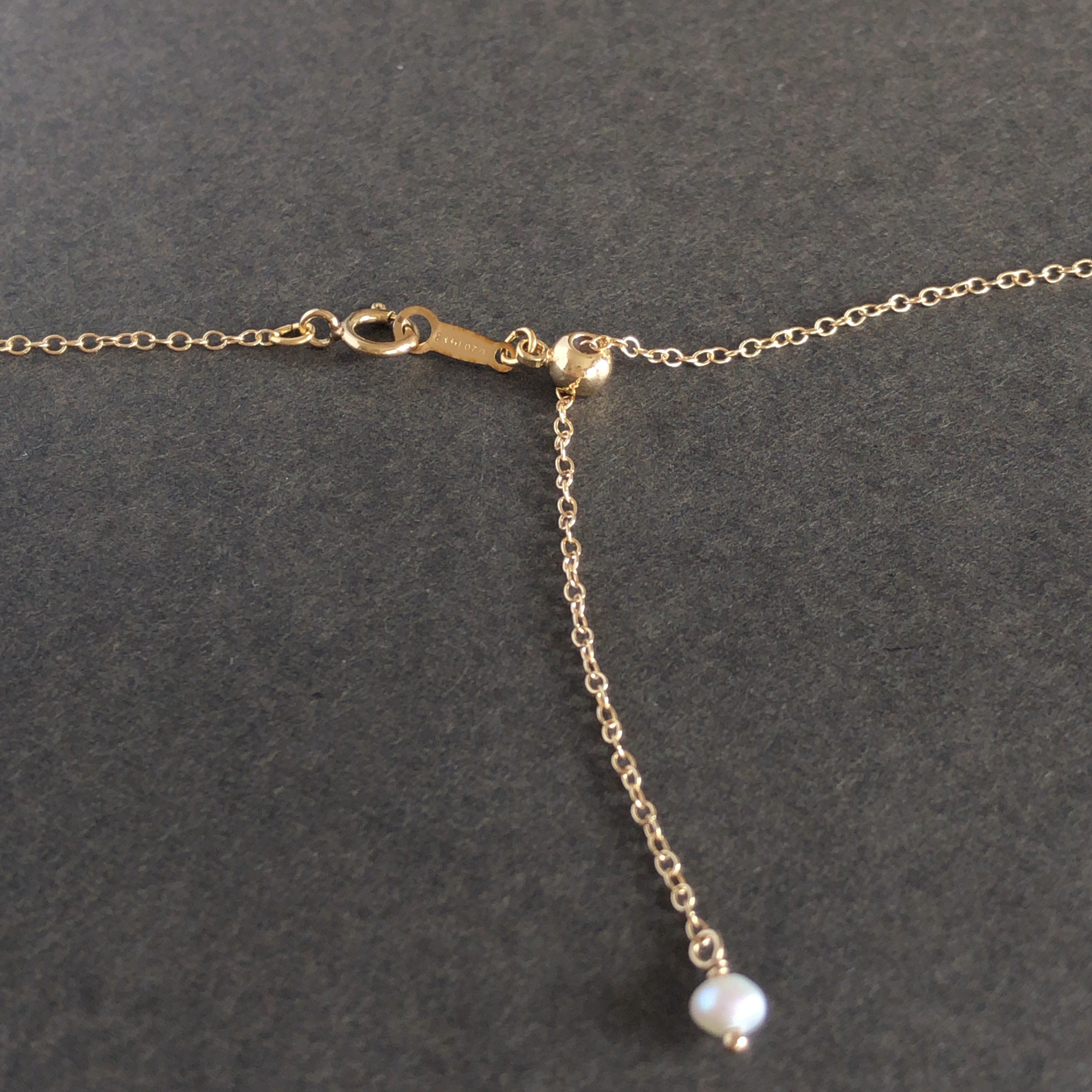 14kgf  淡水パールのネックレス 〜50cm スライドボール付き 華奢 揺れる オケージョン