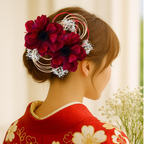 Pinnaーhandmadeーさま 確認用 ヘッドドレス 2点セット 赤 ヘッド