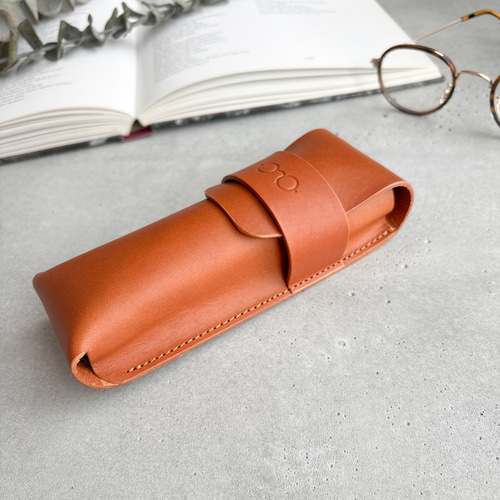 大人メガネケース″ コニャック イタリアンレザー 眼鏡ケース 敬老の日