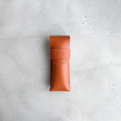 大人メガネケース″ コニャック イタリアンレザー 眼鏡ケース 敬老の日