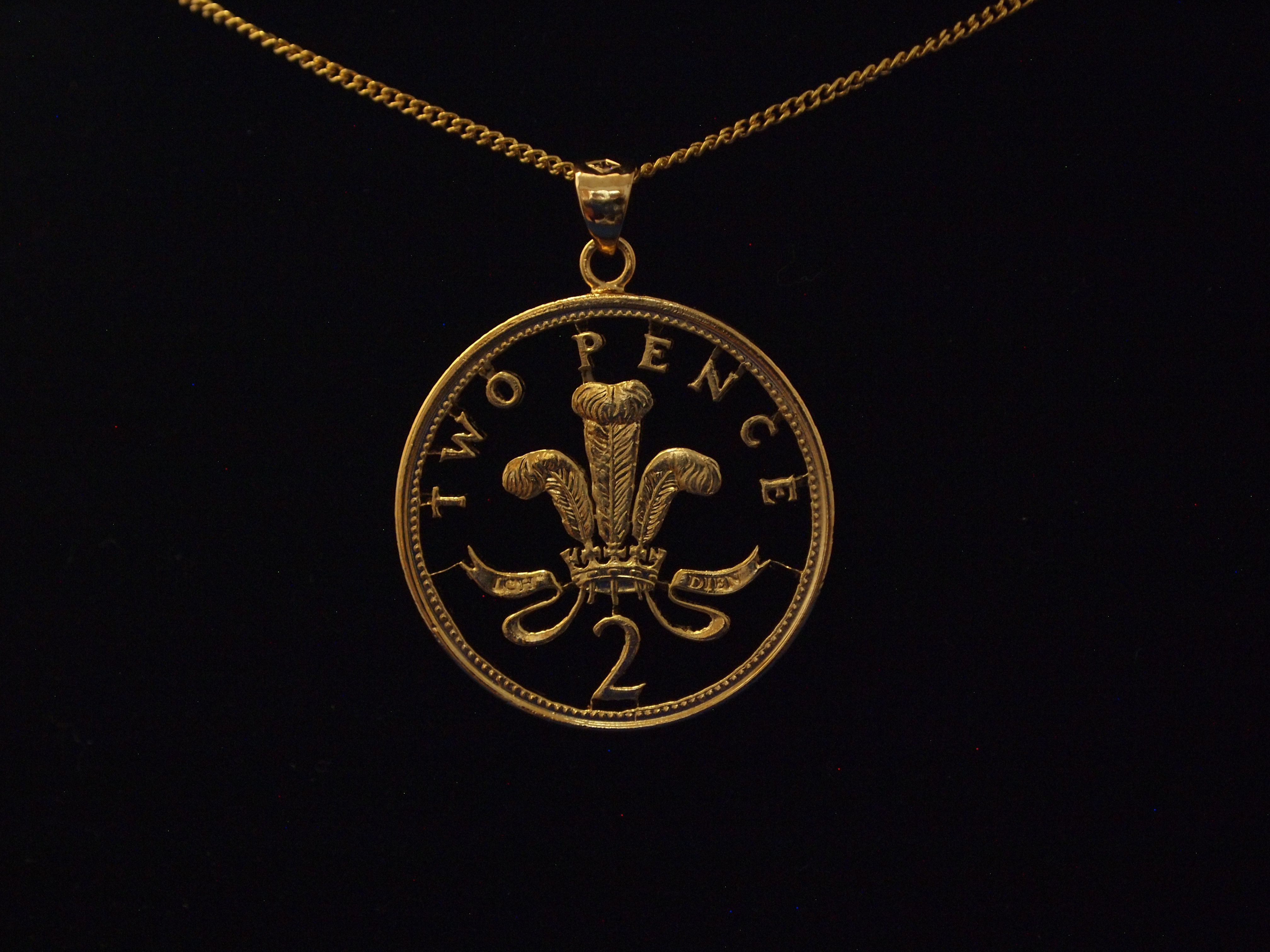 コインカットペンダント　イギリス2ペンス