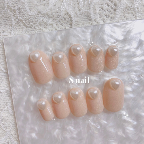 お好きな色で作成いたします♡ネイルチップ マグネットネイル ハート  