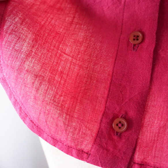 リネン生地シャツ型丸襟の付け襟(PINK) 6枚目の画像