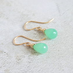 クリソプレーズの一粒ピアス｜chrysoprase 3枚目の画像