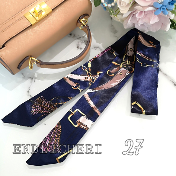 LIBERTY☆マーガレットアニー ダークネイビー リボンスカーフ LIBERTY☆マーガレットアニー ダークネイビー リボンスカーフ