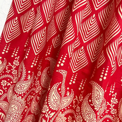 【新作1点物】インド綿ギャザースカート レッド 3枚目の画像