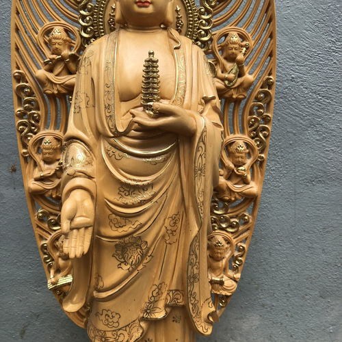 最高级 高さ90cm 超大型 薬師如来仏立像 木製仏像 切金 本金 最高级 高さ90cm 超大型 薬師如来仏立像 木製仏像 切金 本金