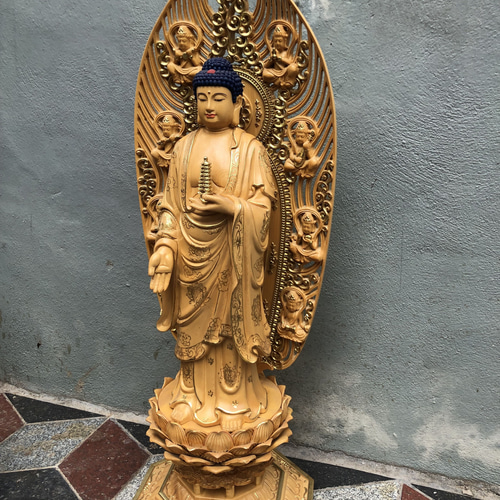 最高级 高さ90cm 超大型 薬師如来仏立像 木製仏像 切金 本金 仏教工芸