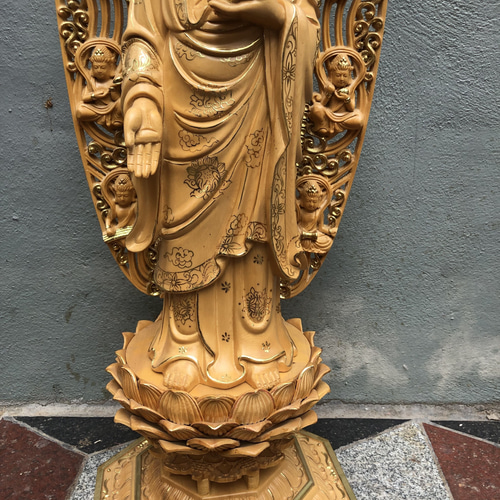 最高级 高さ90cm 超大型 薬師如来仏立像 木製仏像 切金 本金 最高级 高さ90cm 超大型 薬師如来仏立像 木製仏像 切金 本金