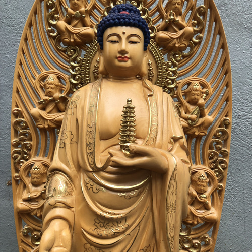 最高級 檜材 仏教美術 木彫仏像 薬師如来立像 大型高45cm Amazon｜最高級 檜材 仏教美術 木彫仏像 薬師如来立像 大型高