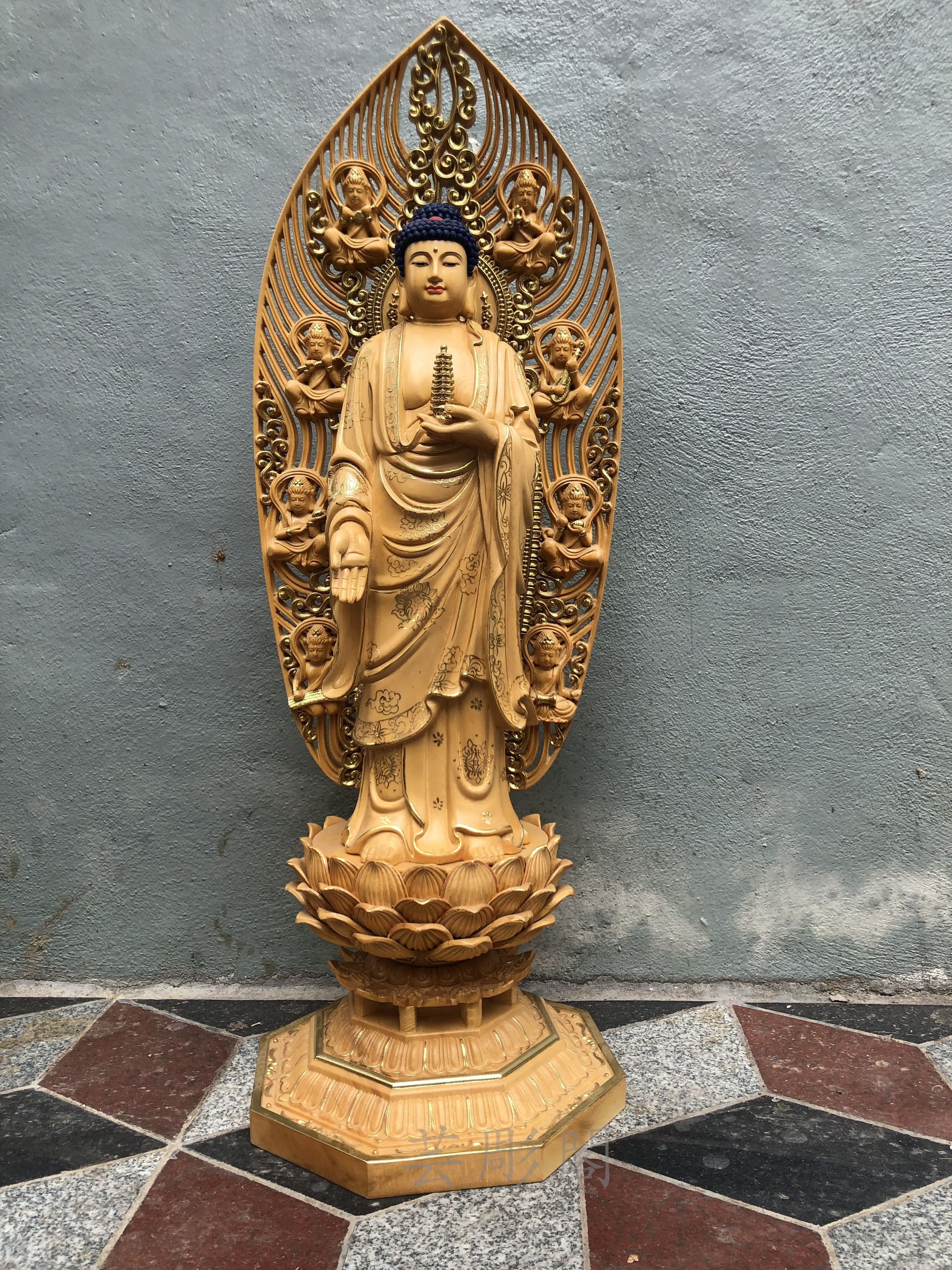 最高级 高さ90cm 超大型 薬師如来仏立像 木製仏像 切金 本金 最高级 高さ90cm 超大型 薬師如来仏立像 木製仏像 切金 本金