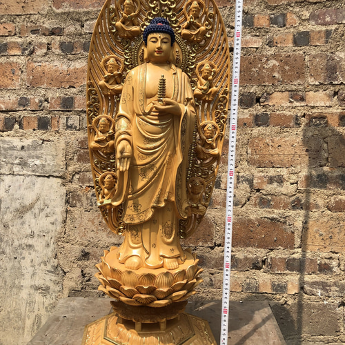 最高级 高さ90cm 超大型 薬師如来仏立像 木製仏像 切金 本金