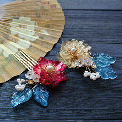 【茂慧亭】牡丹の花かんざし・かんざし・ヘアコーム・ヘアクリップ 8色 4枚目の画像