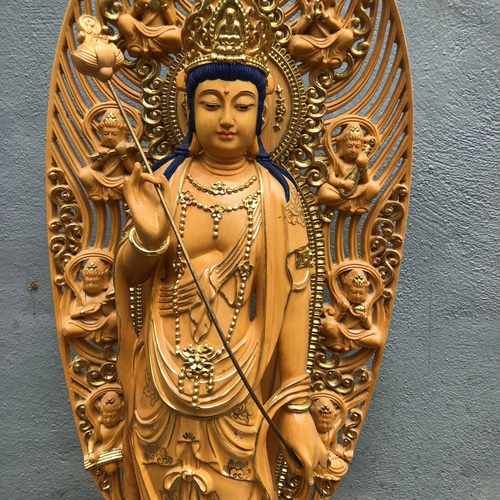 特大 高さ90cm 観音菩薩 木彫仏像 仏教工芸品 彫刻 芸彫閣 通販